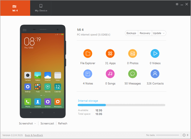 you need to update your device to use mi suite